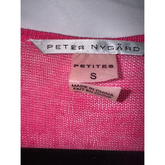 Peter Nygard Hot Pink Sheer Linen Cardigan 3/4 Sleeve Pockets Women SZ S Sweater - Picture 7 of 9